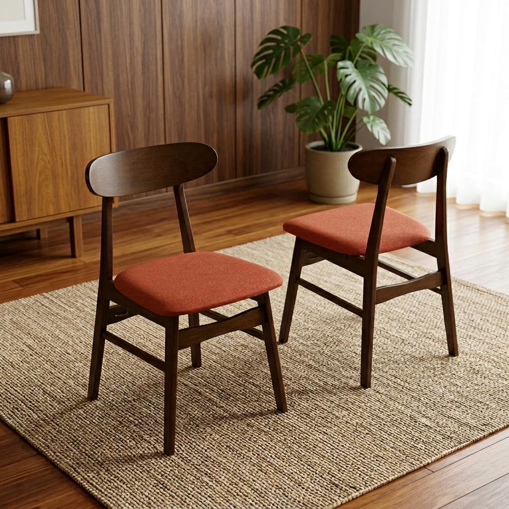 Wooden Dining Chairs with Cushioned Seat Set of by Starlight Canyon Home – Wood, Orange, Pack of 2