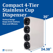 Sentry Cup Dispenser Cabinet with 4 Tiers for Restaurants by San Jamar – 4 Tiers, Stainless Steel, Silver, Model C2854