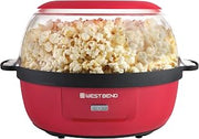 West Bend Stir Crazy Hot Oil Popcorn Popper, Popcorn Maker Machine with Large Serving Bowl Lid and Stirring Rod, 6-Qt., Red