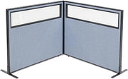 Global Industrial 48-1/4"W x 42" H Freestanding 2-Panel Corner Room Divider with Partial Window, Blue