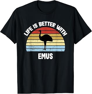 Emu T-Shirt with German Text "Das Leben ist besser mit Emus" [ T-Shirt