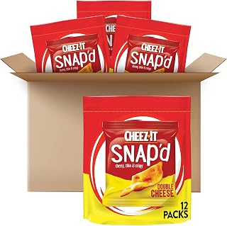 Cheez-It Snap'd Cheese Cracker Chips, Thin Crisps, Lunch Snacks, Double Cheese, 36oz Case (4 Bags)