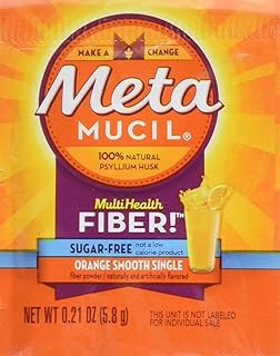 Metamucil MultiHealth Fiber Singles Orange Smooth Sugar-Free, 0.21 Ounce, Pack of 30
