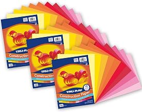 Tru-Ray Construction Paper, Warm Assorted, 9" x 12", 150 Sheets Per Pack, 3 Packs