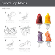 Freezer Pop Molds Sword Set of 4 by Tovolo – 4 Pack, 2.64 fluid_ounces, Silicone, White, Model 81-12080