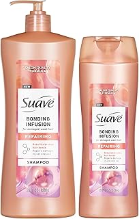 Suave Bonding Infusion Repairing Shampoo 2-Size Bundle, Intense Moisture Restores Shine & Resilience to Weak, Damaged Hair