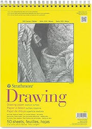Strathmore 300 Series Wire Bound Drawing Pad, 70 lb. Drawing Paper, 11 X 14 inches, White, 50 Sheets (340-11)