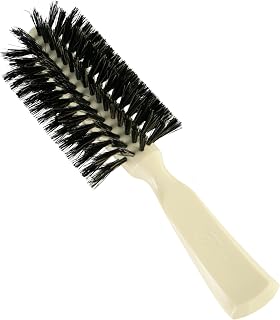 Fuller Brush Half-Round Lustrebrush - Natural Boar Bristle Hairbrush for Fine, Thin & Damaged Hair - 6-Row Professional Styling Tool for Smoothing, Adding Volume and Shine - Ergonomic Cream Handle