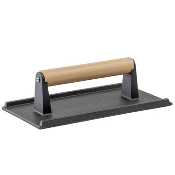 Winco Cast Iron Steak Weight – 5.25-Inch by 9-Inch,Black, Tan, Medium