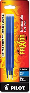 Pilot, FriXion Ball Gel Ink Refills for Erasable Pens, Fine Point 0.7 mm, Pack of 3, Blue
