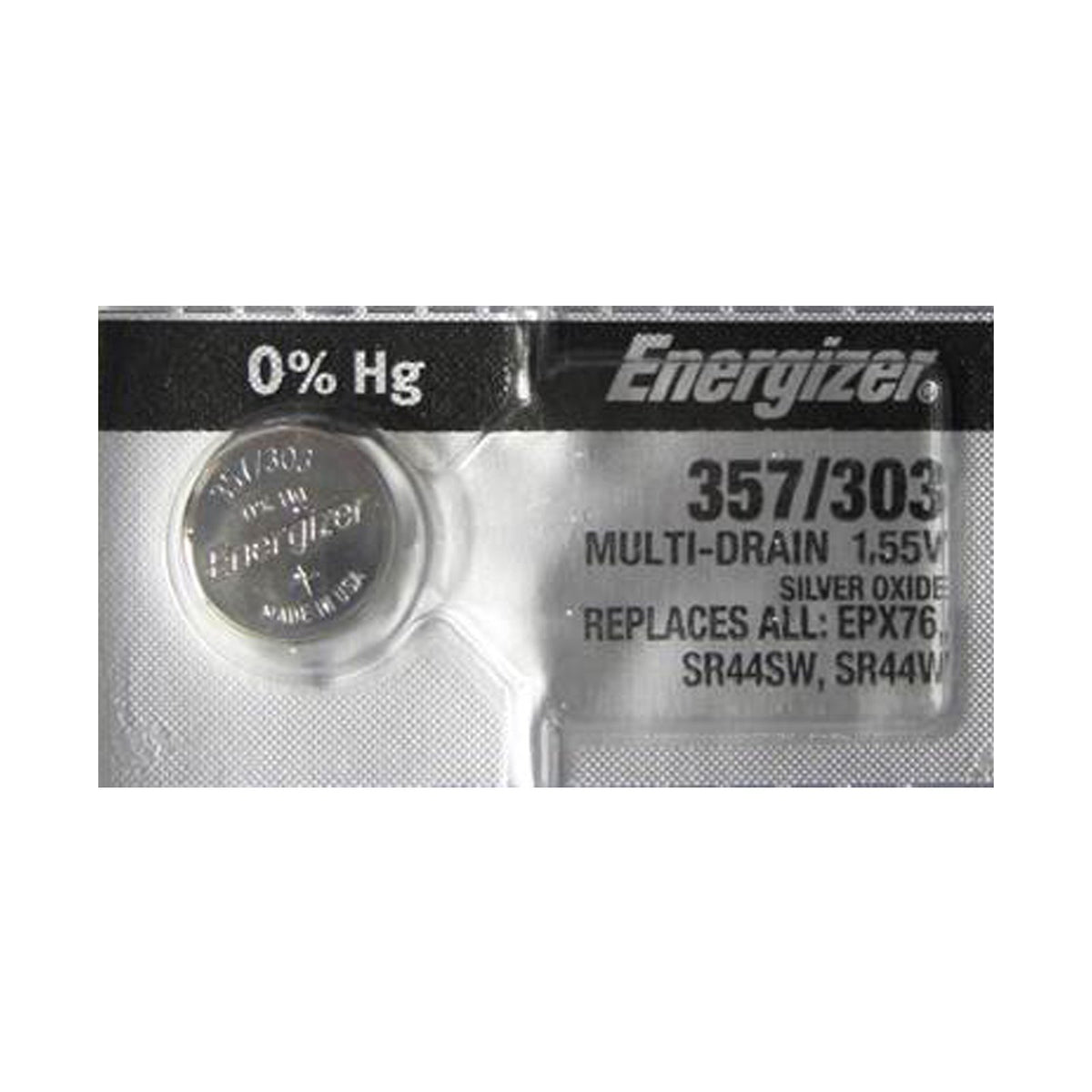 357 / 303 SR44 AG13 Silver Oxide Watch Battery by Energizer – 1 Count (Pack of 1), Model E-357-303 TS