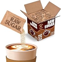 Stock Your Home Bulk Sugar Packets, 100 Count, Turbinado Raw Sugar | Individual Servings, Granulated Brown Sugar, For Coffee and Tea, Restaurants, Coffee Shops, Offices