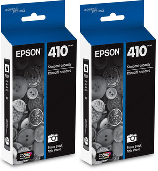 410 Claria Premium Ink Standard Capacity Photo Black Cartridge (-S) Works with Expression XP by Epson – Standard Capacity (2 Pack), Photo Black, Pack of 2, Model T410120