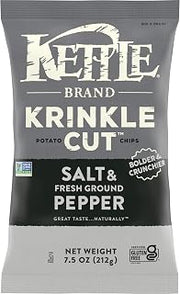 Kettle Brand Krinkle Cut Salt & Fresh Ground Pepper Potato Chips, 7.5 Oz