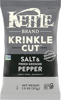 Kettle Brand Krinkle Cut Salt & Fresh Ground Pepper Potato Chips, 7.5 Oz