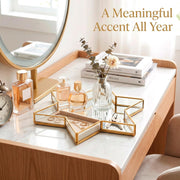 Patelai Star Mirror Tray, Gold Judaica Accent, 12 Inch