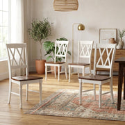 White Dining Chairs Set by Furnifact – Solid Rubberwood 50.00%,Mdf 40.00%,Birch Veneer 10.00%, White, Pack of 4