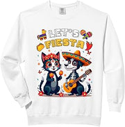 Funny Cat and Dog Sugar Skull Let’s Fiesta Día los Muertos Comfort Colors Adult Sweatshirt