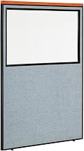 Global Industrial 48-1/4"W x 73-1/2"H Deluxe Office Partition Panel with Partial Window, Blue