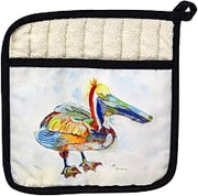 Betsy Drake PT983A Heathcliff Pelican on White Pot Holder