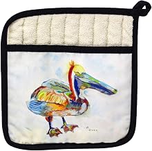 Betsy Drake PT983A Heathcliff Pelican on White Pot Holder