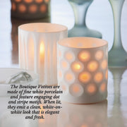 Tall Votive Candle Holders by Hollowick – 2.8 by 3.13, Ceramic, White, Model 6207D