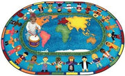 Joy Carpets Kid Essentials Inspirational Let The Children Come Area Rug, Multicolored, 5'4" x 7'8"