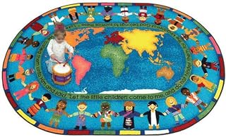 Joy Carpets Kid Essentials Inspirational Let The Children Come Area Rug, Multicolored, 5'4" x 7'8"