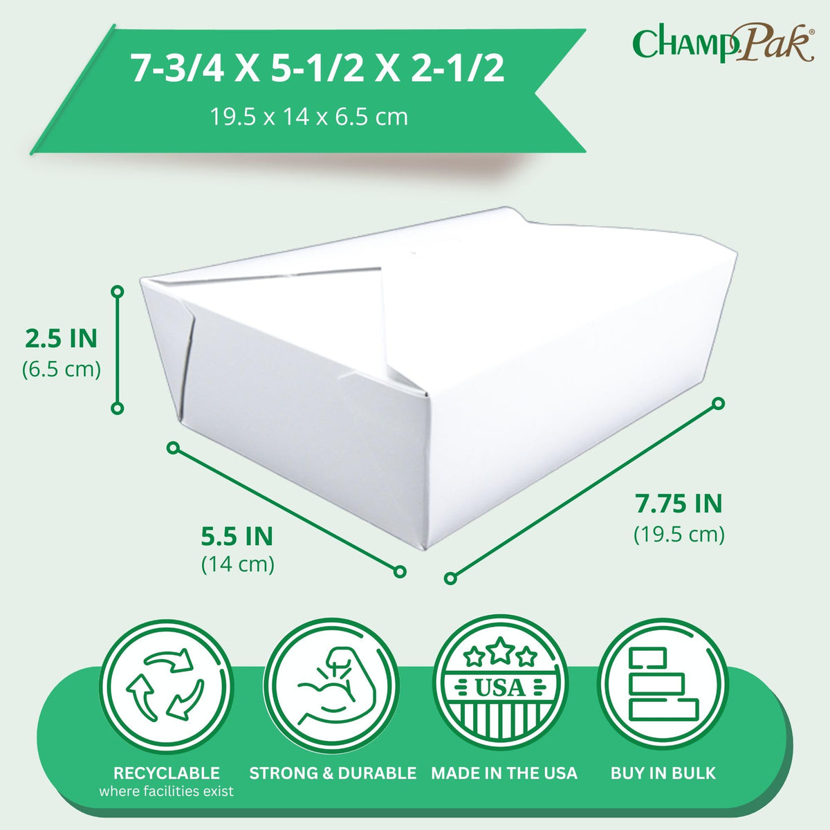 SOUTHERN CHAMPION TRAY White / 7-3/4" x 5-1/2" x 2-1/2" / 1 Boxes