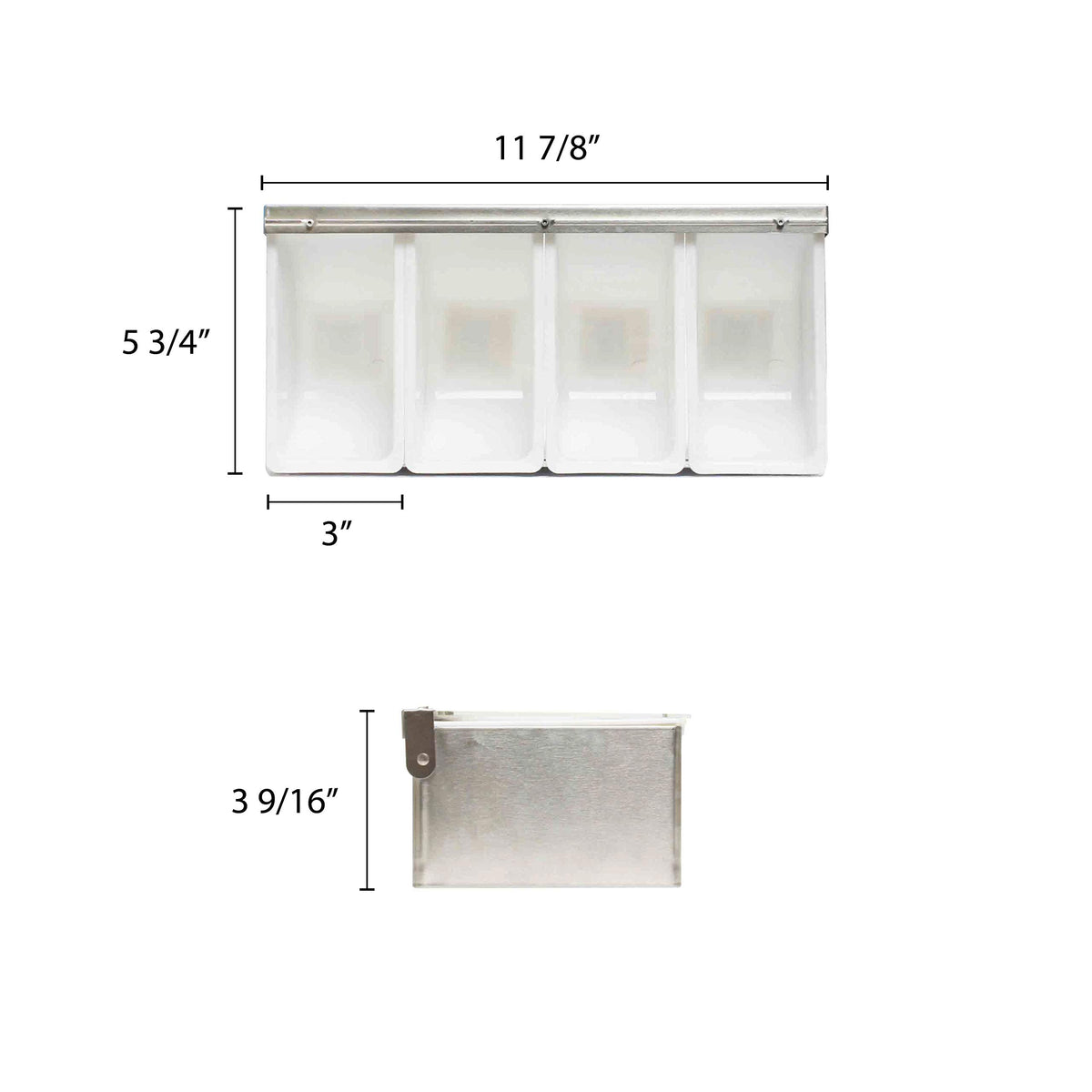 Thunder Group - 4 Compartment Stainless Steel Condiment Dispenser by Excellante – 9-1/2 by 12 by 6-Inch, Stainless Steel, Silver, Model SLCN004