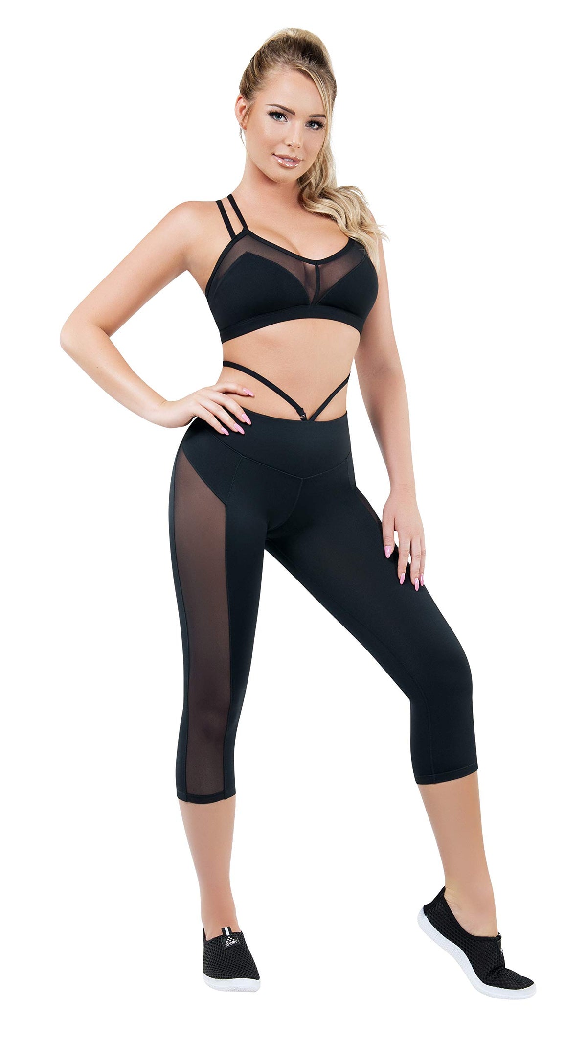 Reveal Sports Bra (Large) Black by Starline – Large, Spandex, Black, Model SA7003