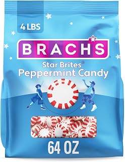 Brach's Star Brites, Peppermint, Individually Wrapped, Made with Real Peppermint Oil, 64oz | Classic red & white peppermint hard candy, real peppermint oil, individually wrapped, bulk, after-dinner, party