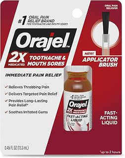 Orajel 2X Medicated Toothache & Mouth Sores Liquid, 0.45 Fl Oz