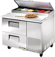 True 2-Drawer S/S Pizza Prep Table w/White Alum. Interior