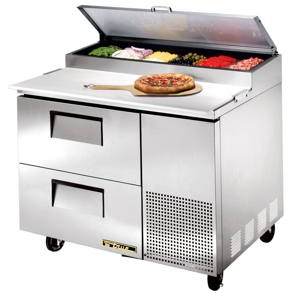 2-Drawer S/S Pizza Prep Table w/White Alum. Interior by True – 11.4 cubic_feet, White, Model TPP-44D-2