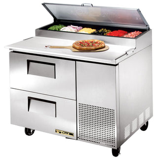 2-Drawer S/S Pizza Prep Table w/White Alum. Interior by True – 11.4 cubic_feet, White, Model TPP-44D-2