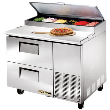2-Drawer S/S Pizza Prep Table w/White Alum. Interior by True – 11.4 cubic_feet, White, Model TPP-44D-2