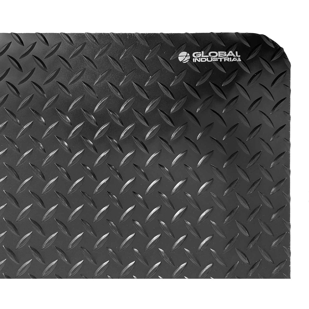 Global Industrial Diamond-Plate Anti Fatigue Mat – 15/16" Thick, 3'W x 10'L, Black