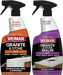 Weiman Stone & Granite Countertop Cleaner and Sealer Kit – Clean, Polish & Protect Natural Stone & Granite Sealer – Streak-Free – Safe for Granite, Marble & Quartz – 2 Pack (24 oz Each)