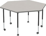 Learniture Structure Series Mobile Hex Collaborative Adjustable Height Table
