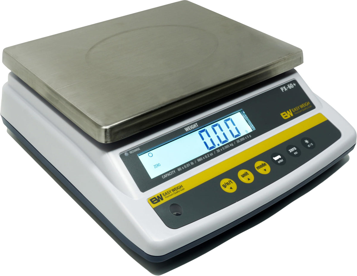 PX 60 x 0.01 LB Capacity Digital Scale Rechargeable Battery Operated LCD Display Stainless Steel Platter KG Grams Ounces OZ Kitchen Deli Produce Electronic NTEP (PX-60) by Easy
