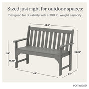 Vineyard 48" Bench by Polywood – 48", Synthetic Wood, Slate Grey, Model GNB48GY