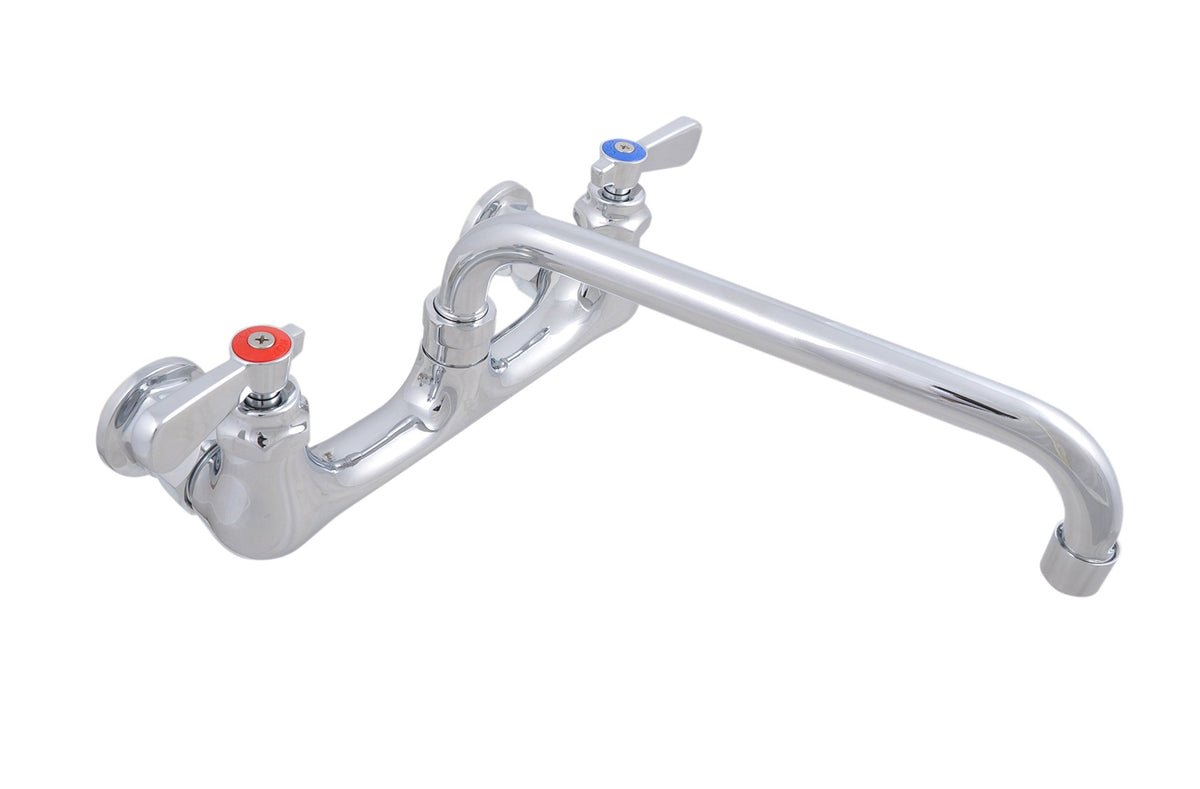 BK Resources OptiFlow Heavy Duty 8" On Center Splash Mount Faucet with 6" Swing Spout – 6" Wide, Stainless Steel, Silver, Model BKF-6-G