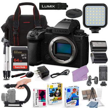 LUMIX S5 IIX Mirrorless Camera Bundle + Accessory Package with 64GB Memory by Panasonic – Black, Pack of 30, Model BH52-S5IIXBDY-71626