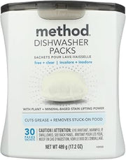 Method Dishwasher Detergent Packs, Free + Clear, 30 count