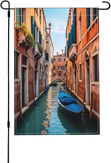 BVMPRS Spring Beautiful Venice Canal View Print Garden Flag,Seasonal Garden Flags Linen-like double-sided Printing for Outside 12x18 in
