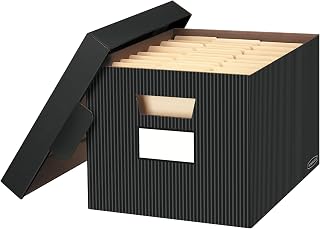 Bankers Box 4-Pack Medium-Duty File Storage Boxes, Letter/Legal, FastFold | Speed through filing with FastFold setup, sturdy stacking, reinforced handles, and dependable document protection.