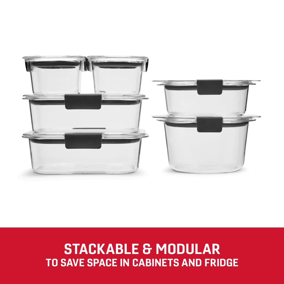 ® Round and Rectangular Leak Proof Food Storage Containers by Rubbermaid – 12-Piece, Plastic, Clear, Pack of 12, Model 2201909