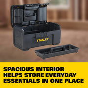 Tool Box by STANLEY – 19", Plastic, Black, Yellow, Model STST19410