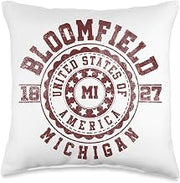 Bloomfield MI | Michigan | Vintage City Apparels Throw Pillow